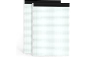 MSKKSM Graph Paper Pads 8.5 x 11, 4x4 Graph Ruled, 2 Pack 1/4 Graph Paper Notebooks, Grid Paper Pad Notebook 8-1/2" x 11" Graphing Paper, Perforated Quadrille Pad, 70GSM White Graft Paper Pads, 30 Sheets/Pad