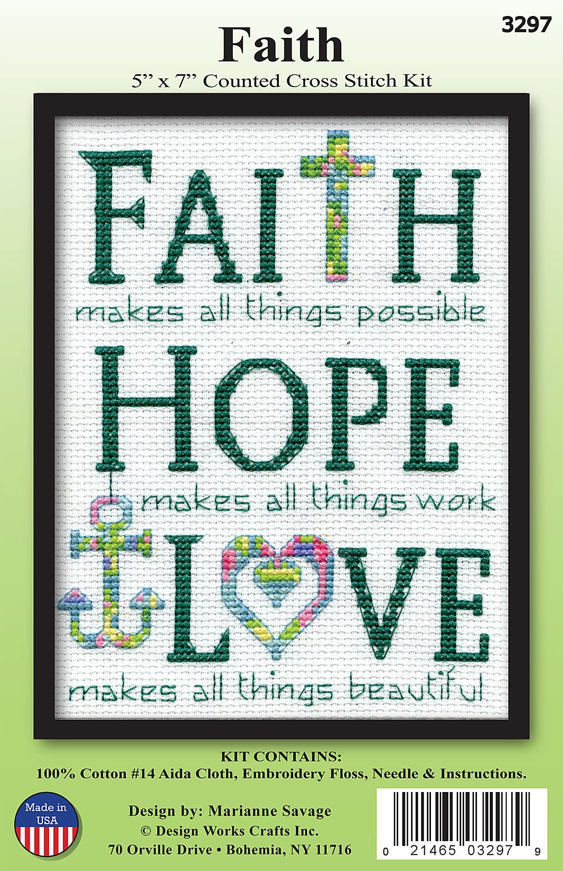 Design Works Crafts Cross Stitch Kit, Faith (14 Count)