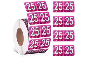 ZZUNKN 2025 Year Stickers, File Folder Year Labels, Color Coded Year Stickers for End Tab File Folders Office Supplies, 500/Roll, 1 Roll, 3/4" x 1-1/2" (PVC Rose Red)