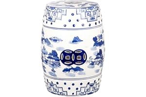 SAFAVIEH ACS4558A Gateless Mist Chinoiserie Ceramic Decorative Garden Stool, Blue