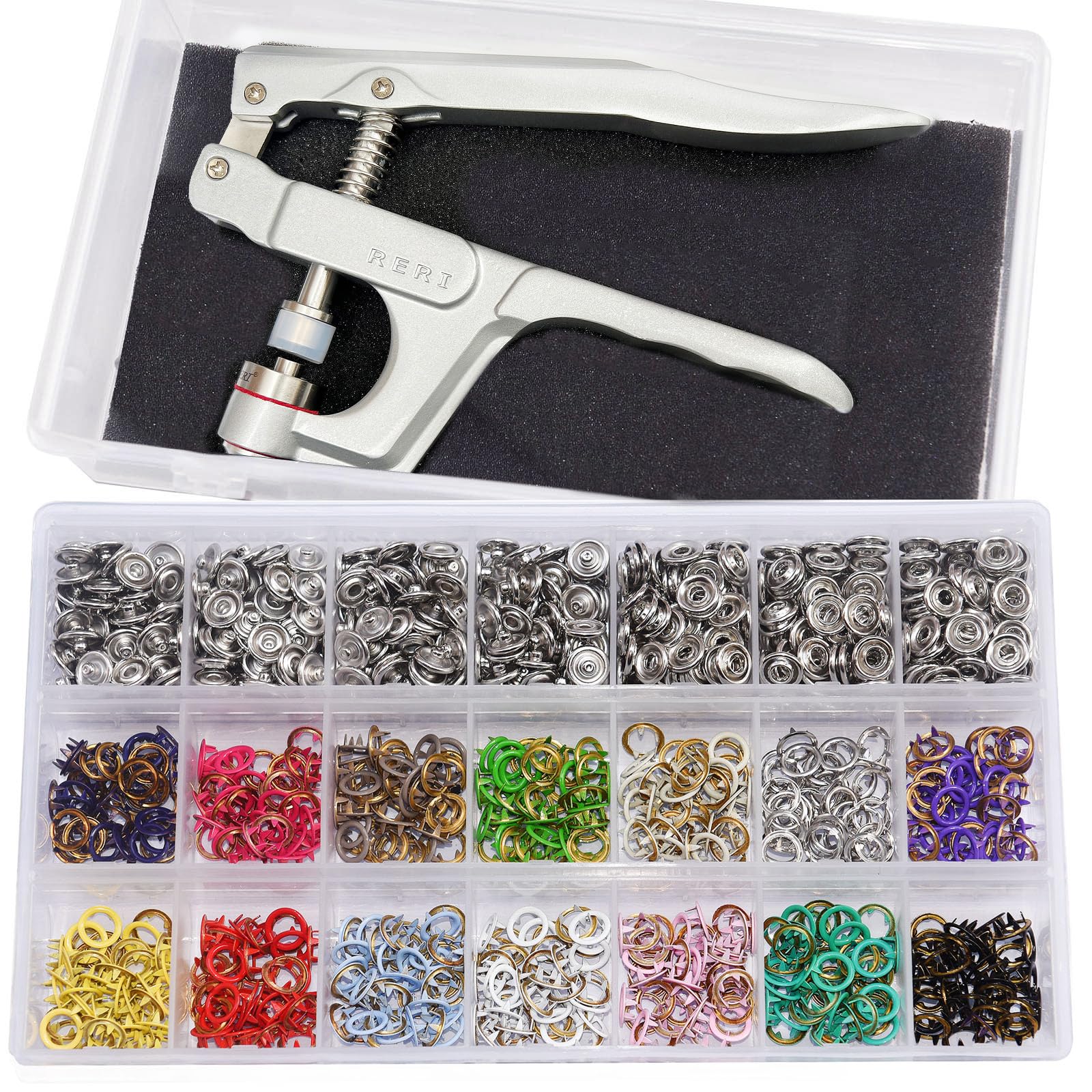 Metal Snap Buttons Set with Pliers, Jersey Sewing Accessories Metal Buttons for Sewing Tools Jessey Snaps for DIY Fabric Clothes Bags