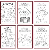 Qiyepbro 6 Pcs Coloring Christmas Cards for Kids, Cute Christmas Cards to Color with Envelope, DIY Holiday Gifts for kids, Toddler 8 x 5.3 Inches