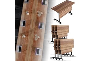 JNMDLAKO Folding Conference Room Table, Modern Conference Tables with Silent Wheels, Large Rectangular Mobile Training Tables for Office Classroom, Foldable Modular Boardroom Seminar Table (6pack L47.2in)