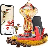 TT Nature Glass Smart Hummingbird Feeder with Camera Solar Powered 2K- AI Identify & Water Detection, Instant Notification, Leakproof & Ant Moat, Compatible with Alexa & Google Assistant