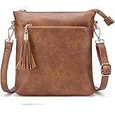 SENDEFN Crossbody Purse for Women Lightweight Medium Trendy Leather Crossbody Bag Women's Shoulder Handbags with Tassel