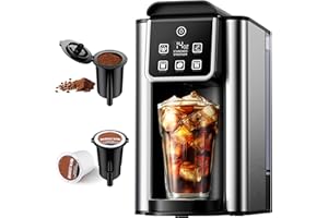KIDISLE Hot & Iced Coffee Maker with Bold Setting, Single Serve Coffee Maker for K Cup and Grounds, 6-14 Oz Brew Sizes, 50 Oz