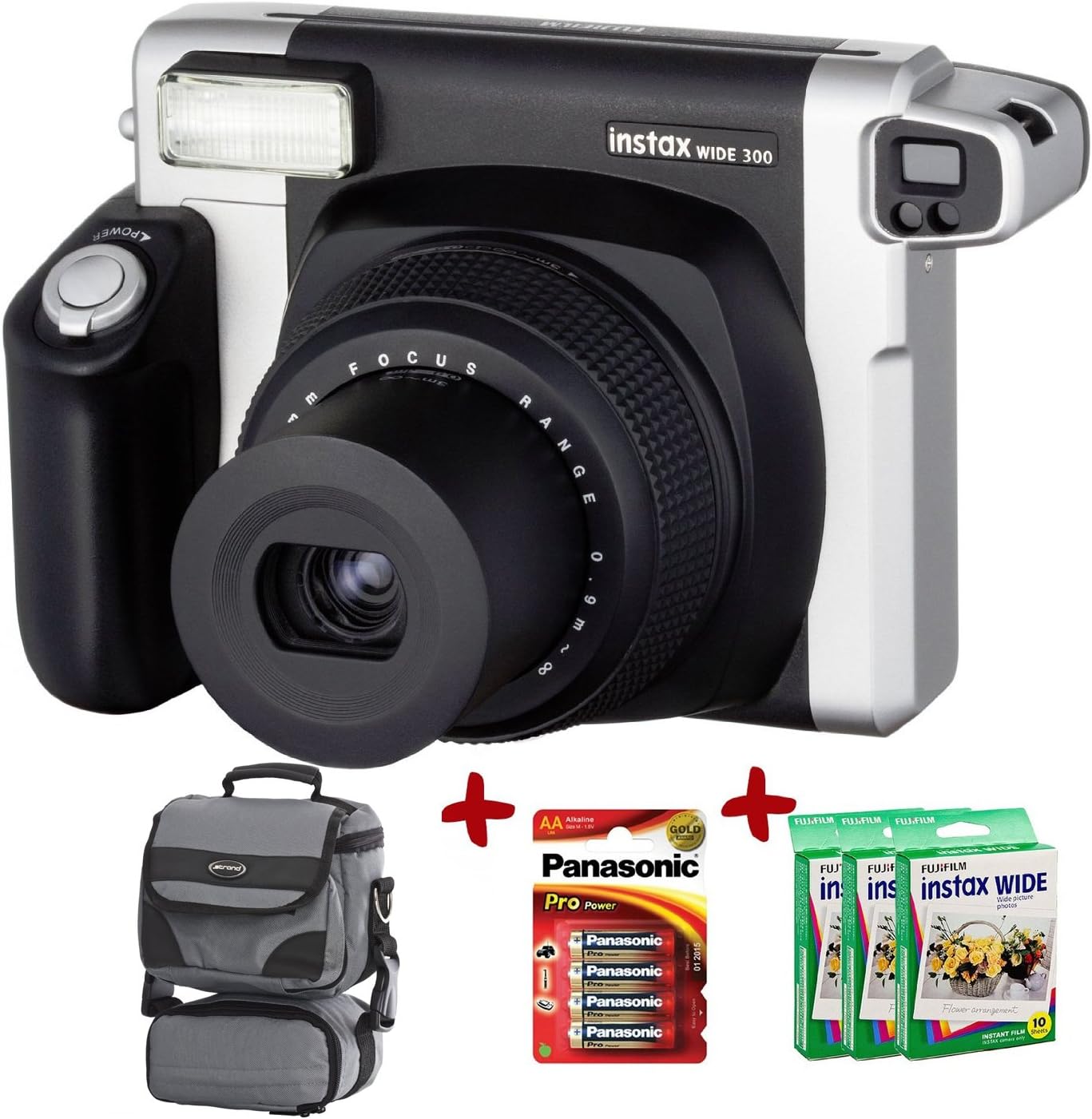 Allcam Bundle Fuji Instax 300 Wide Instant Camera +30-Shot Wide Film + Panasonic Gold Batteries