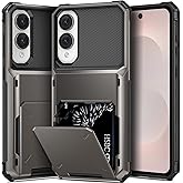 TOPAUX for Samsung S25 Edge Wallet Case/Galaxy S25 Edge Wallet Case Card Holder 1 to 5 Credit Card ID Slot Flip Cover Secure Back Pocket Dual Layer Anti-Scratch Protective Shell Hard Bumper Gunmetal