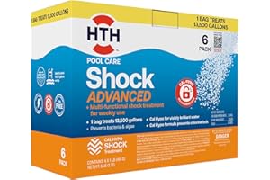 HTH 52036R Pool Care Shock Advanced, Swimming Pool Chemical - Cal Hypo Formula, Prevents Bacteria & Algae, Restores Crystal Clear Water - Shock Treatment, (6 Pack)