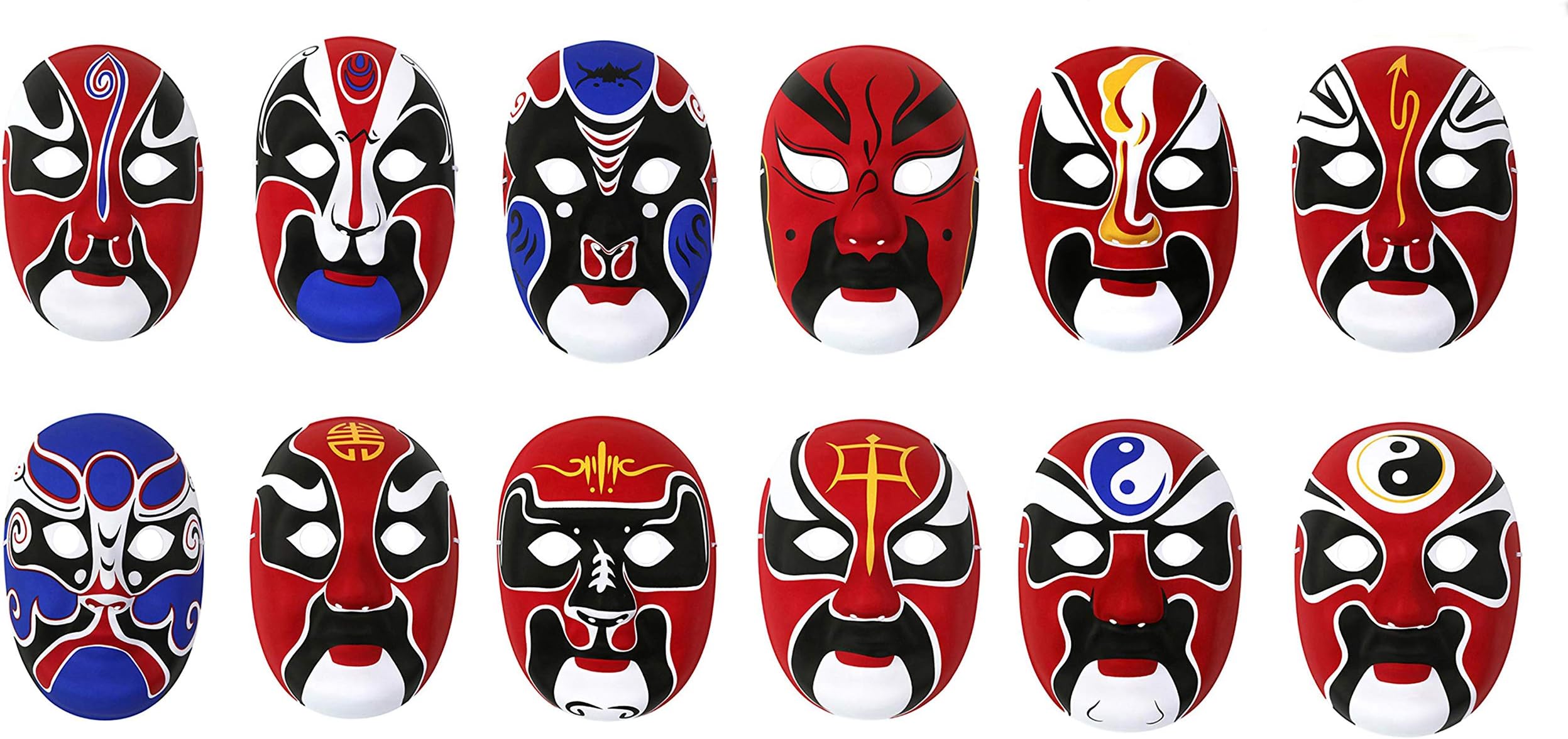 HorBous (3 Pack Chinese Peking Opera Mask, Party Mask, Halloween Mask,Wall Decoration Mask