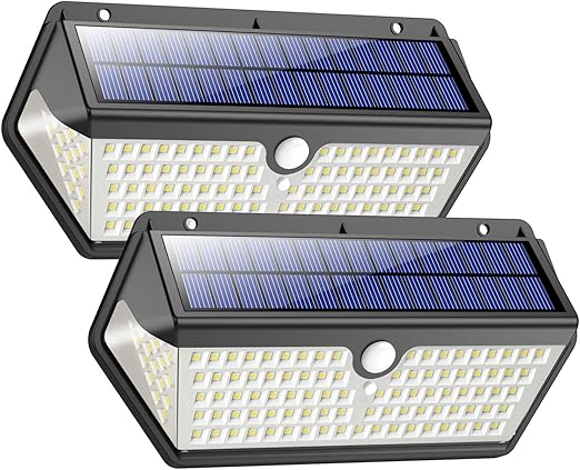 Luz Solar Exterior,Trswyop [2 Unidades-128LED-2200mah] Luces Solares Foco Solar Exterior con Sensor de Movimiento, 270°Gran Angular Impermeable Lampara Solar Exterior Para Jardín: Amazon.es: Iluminación