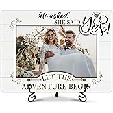 Qoamp Engagement Gifts Picture Frame, He Asked She Said Yes Photo Frame, Wedding Engagement Gifts for Couples Newly Engaged, Desk Tabletop Decor for 4 x 6 Photo-A03
