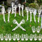 24 set Halloween Skeleton Decoration，White Arms and Hands Realistic Skeleton Stakes for Garden Lawn Graveyard Decor Skeleton Arm Yard Sign for Lawn Stakes Garden Halloween Props Decor（12 Arm & 12Hand）