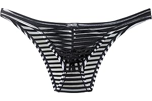 iKingsky Men's Sexy Brazilian Underwear See Through Bikini Under Panties Half Back Coverage Mens Underwear