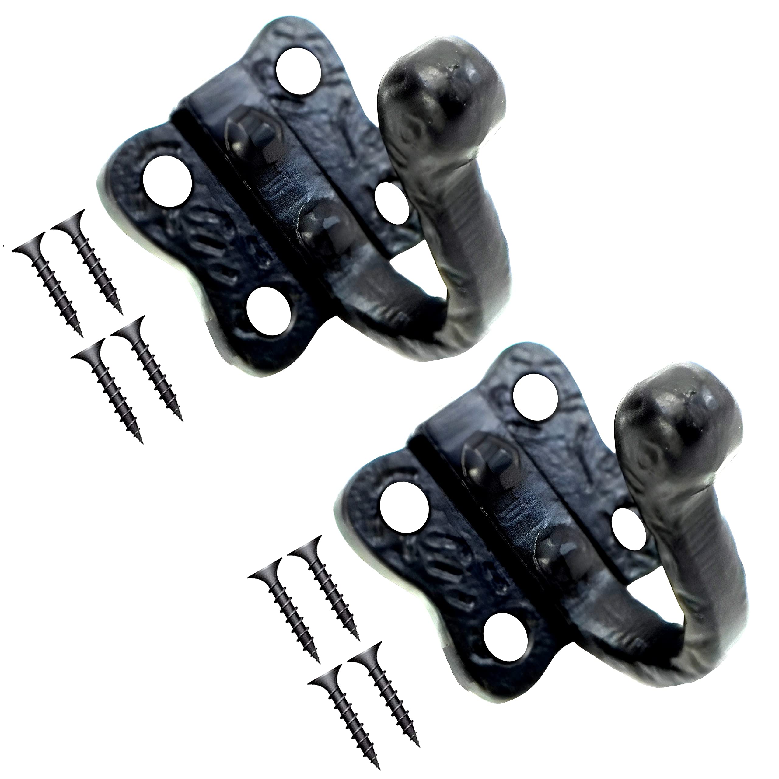 TERF® Traditional Vintage Style Antique Black Coat Hooks 50mm (2 inch) Wall Mounted & Door Hooks Hat Coat Robe Hooks for Bathroom Bedroom Kitchen Office Drawing Room with Fixing Screw - Pack of 2