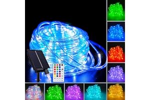 Vigdur 66FT Solar Rope Lights Outdoor - 200 LEDs 18 Color Changing Fairy Lights Outdoor Waterproof with Remote & Timer & 8 Lighting Modes, Solar String Lights for Xmas Garden Fence Tree Party