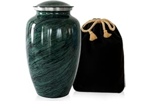 MODERN MEMORIALS Modern Memorial Franklin Aluminum Urns, Artistic Green Cremation Urn for Ashes, Urn for Adult Male and Female, Memorial for Ashes, Burial and Funeral Urn's Holds Up to 250 Lbs