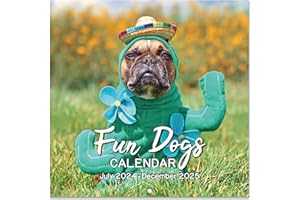 INDEME 2024-2025 Wall Calendar - Jul. 2024 - Dec. 2025, Cute Puppies Wall Calendar 2024-2025, Fun Dogs Wall Calendar, 12'' x 12'' (Closed), 12'' x 24'' (Open), Dog Calendar, Hanging Hole, Holidays