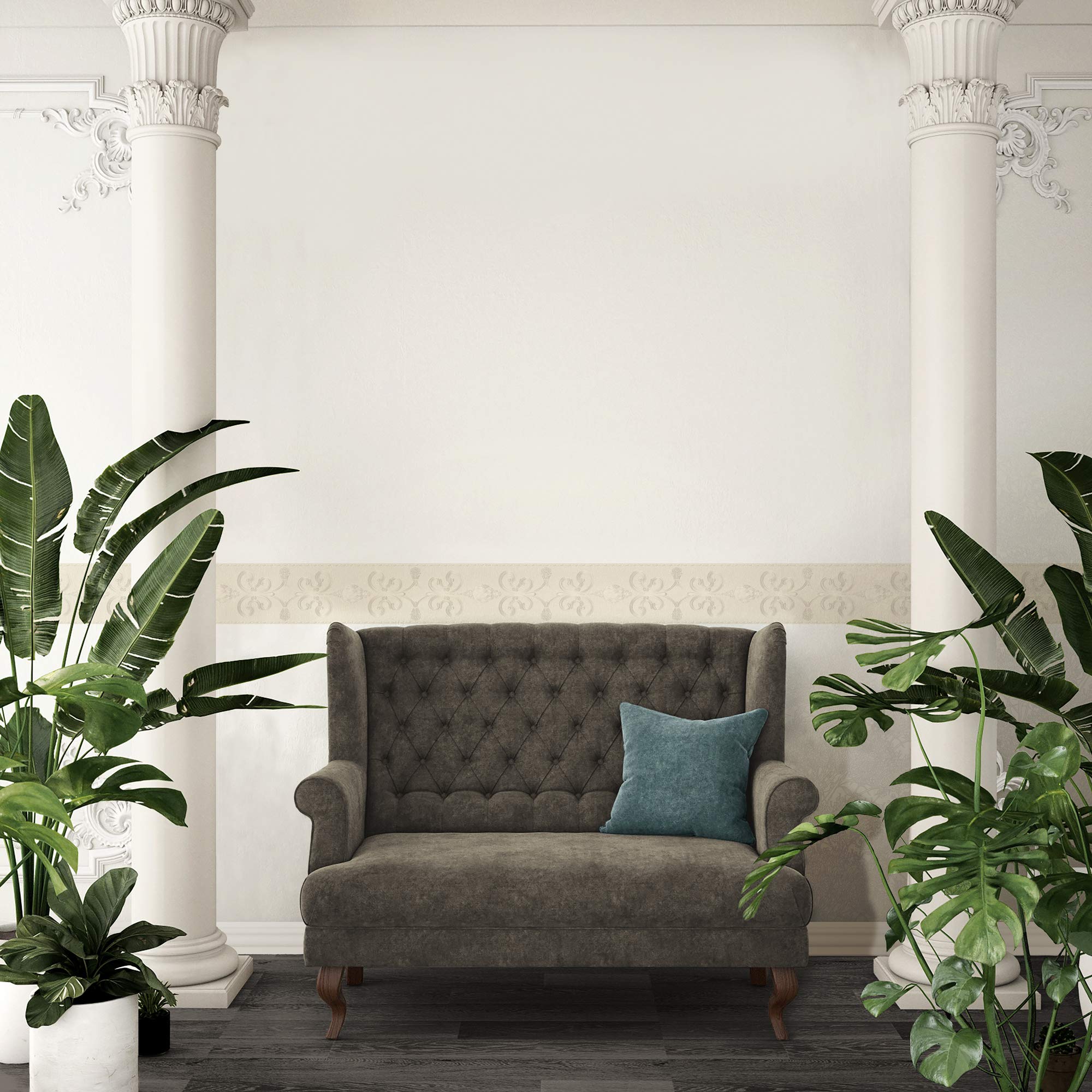 A.S. Création Architects Paper, Metallic, Cream, White, 5,00 m x 0,15 m