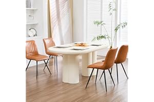 choairy Dining Chairs Set of 4, Modern Dining Chairs with Thick Cushions, PU Leather Upholstered Kitchen Dining Room Chairs with Metal Legs for Dining Living Room (Caramel)