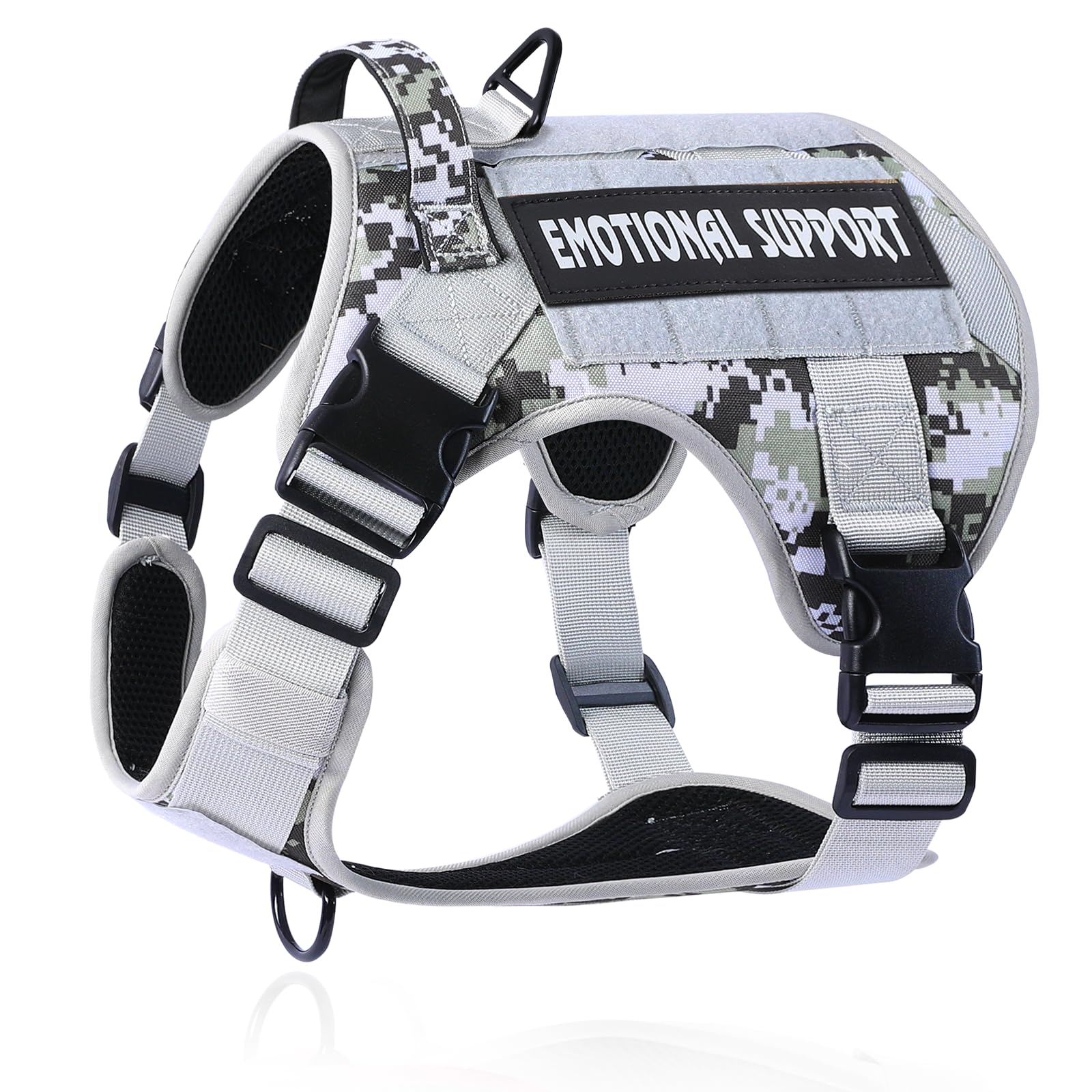 Belababy Tactical Anti Pull Dog Harness Small Medium Large, Adjustable Front Clip Service Dog Vest with Handle, Breathable Military Assistance Harness for Working Training, Grey Camo, S — image 1