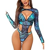 Avidlove Rave Outfits for Women Festival Sexy Lingerie Bodysuit Buckle Shrug Crop Top Set