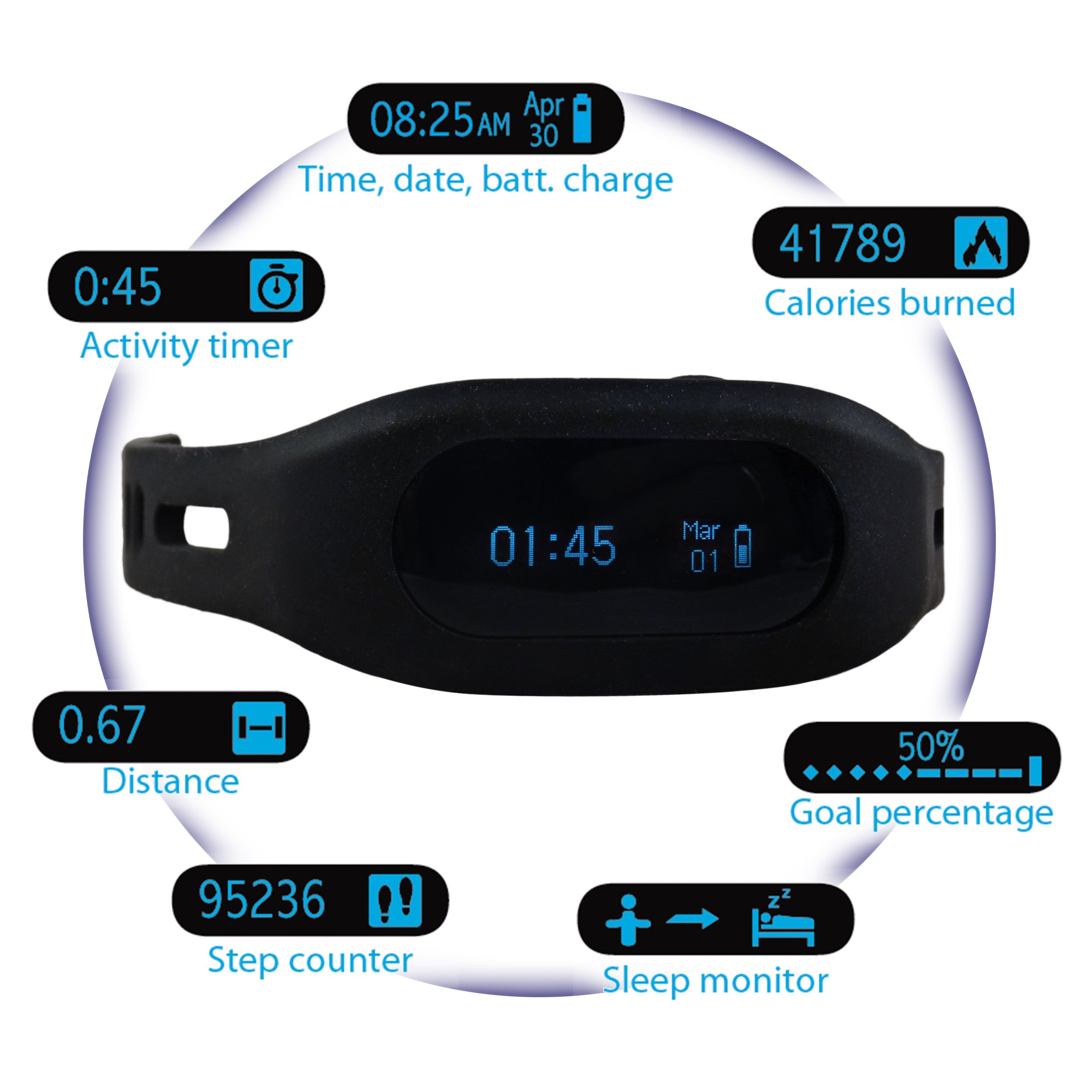 Galleon Tushi Activity Tracker Wrist Pedometer Fitness Watch For