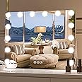 CASSILANDO Hollywood Vanity Mirror with Lights, Large Vanity Lighted Mirror with 14 LED Bulbs,3 Color Lights，Make Up Lighted Mirror, 20" x 16"