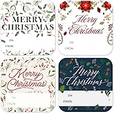 Mobiusea Creation Holiday Berry & Mistletoe Christmas Labels | 60pcs Merry Christmas Gift Tags Stickers & Labels for Gifts, Presents, Envelopes, and Goodie Bags