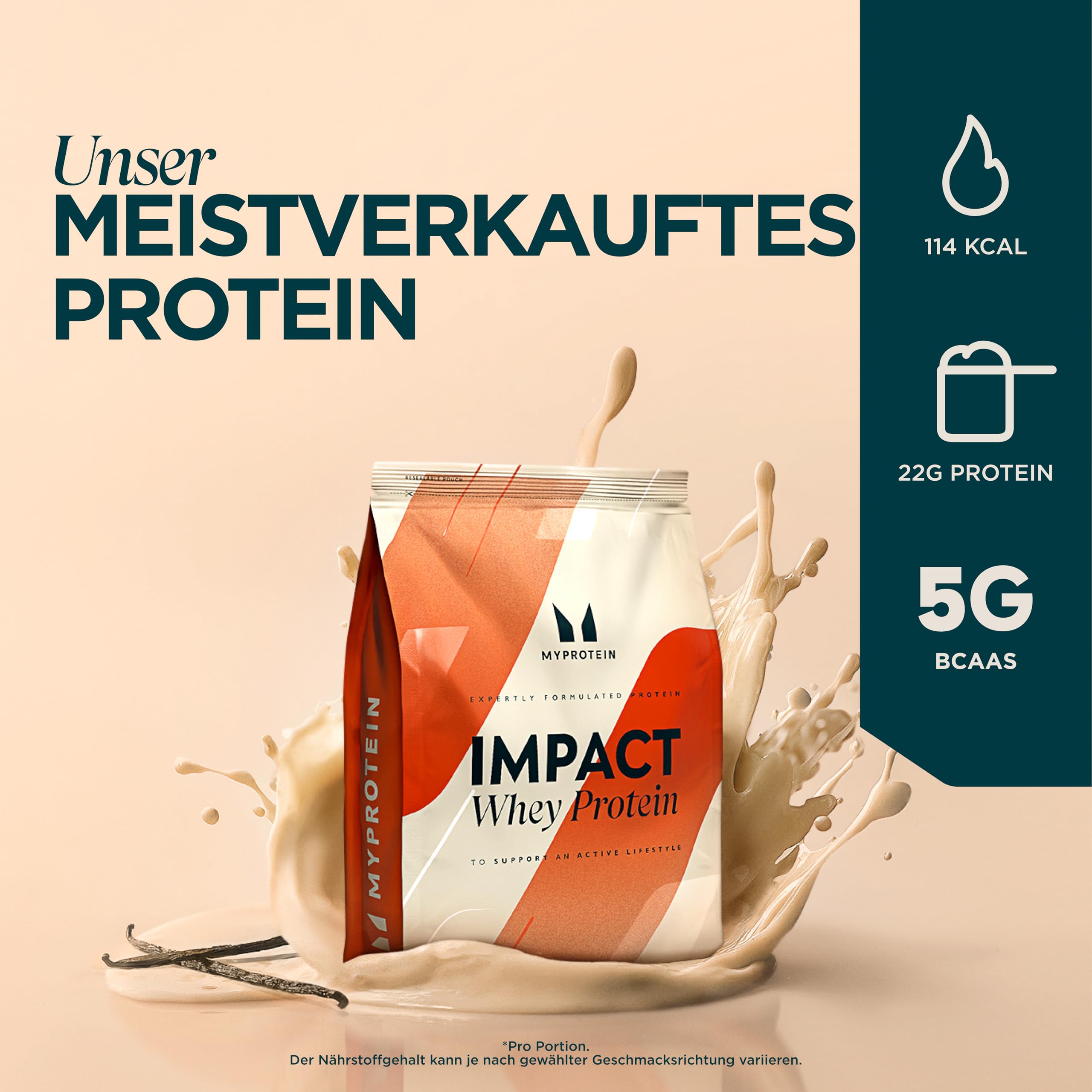 Myprotein Impact Whey Protein Pulver Vanille 1 kg | 22 g Protein pro Portion mit BCAAs | Eiweißpulver für Muskelaufbau, Fitness & Regeneration | Protein Shake, Low Carb & Fat | Vegetarisch 2