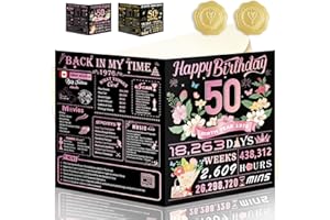 Awfrky 50th Birthday Card for Women, Rose Gold 50th Birthday Decorations for Her, Happy 50 Year Old Birthday Gifts for Grandm
