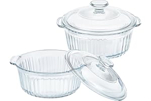 M MCIRCO 4-Piece Glass Casserole Baking Dish, Set of 2 Casseroles With Glass Lids, 1.7 Qt and 2.5 Qt, Round