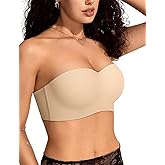 Vertvie Womens Strapless Bras Wireless Push Up Tube Top Seamless Comfort Non-Slip Bralette Padded Bandeau Bra(38C,Nude)