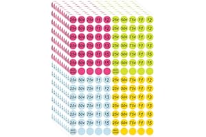 BOEIAC Garage Sale Stickers, 1400Pcs Yard Sale Stickers, Pre-Priced Pricing Labels, Flea Market Pricing Stickers, Round Price Label Stickers Price Tags Stickers for Retail, 4 Colors, 3/4" in Diameter