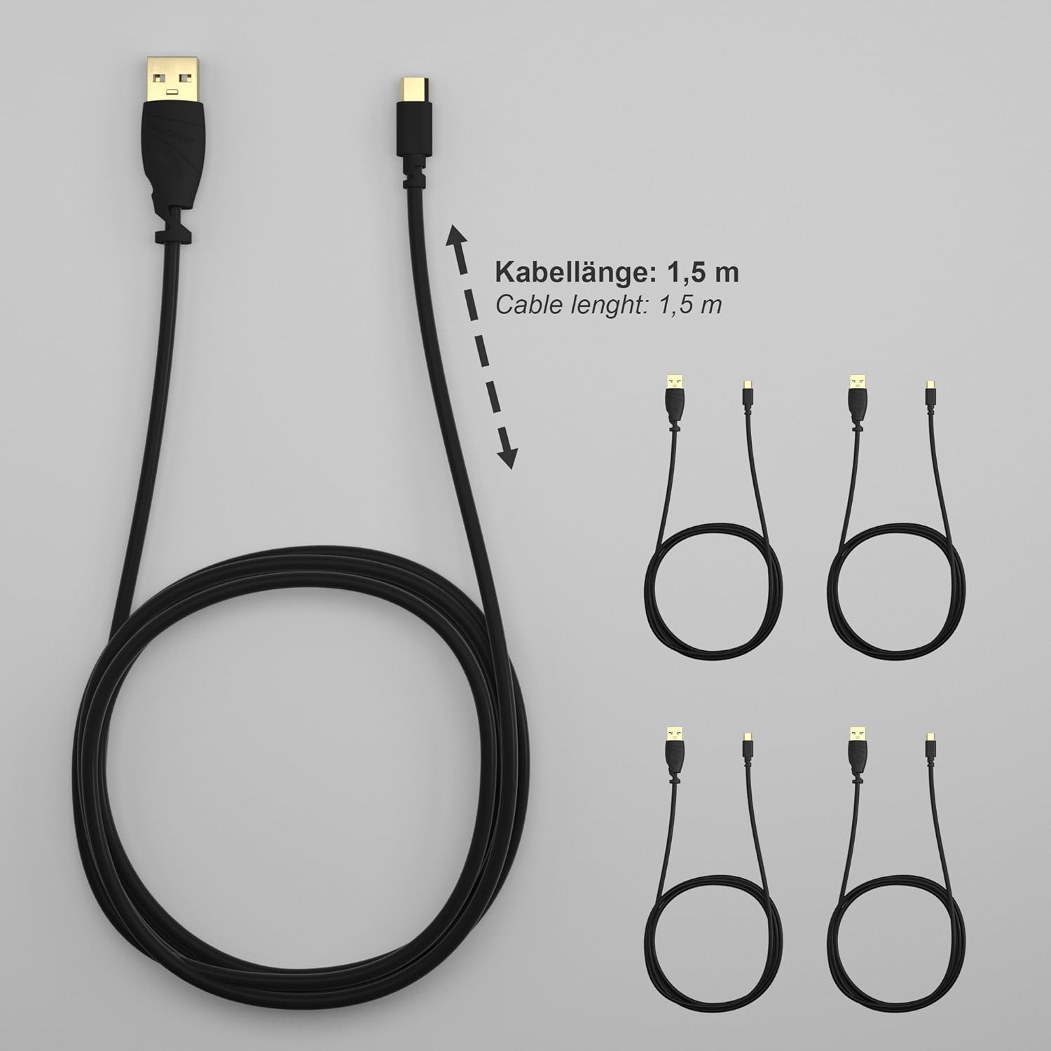 KabelDirekt - 5 x 1.5m Micro USB Cable (USB 2.0, Synch & Charge Cable, black) TOP Series, 5 x 1.5 m - Image 4