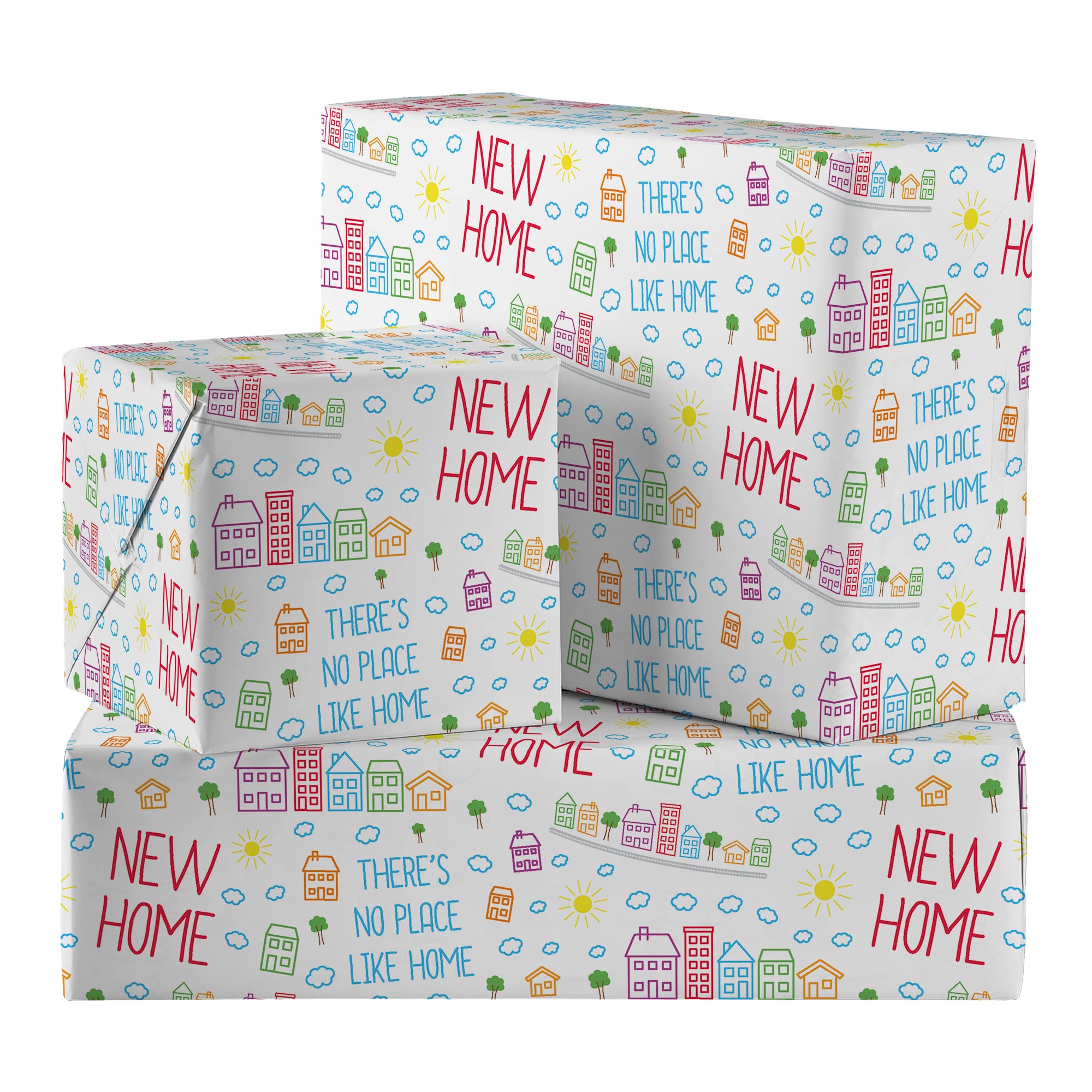 Hunts England - Congratulations New Home/House Luxury Wrapping Paper - Includes 2 Gift Tags - Folded Gift Wrap - Iconic Collection - Gift Wrap