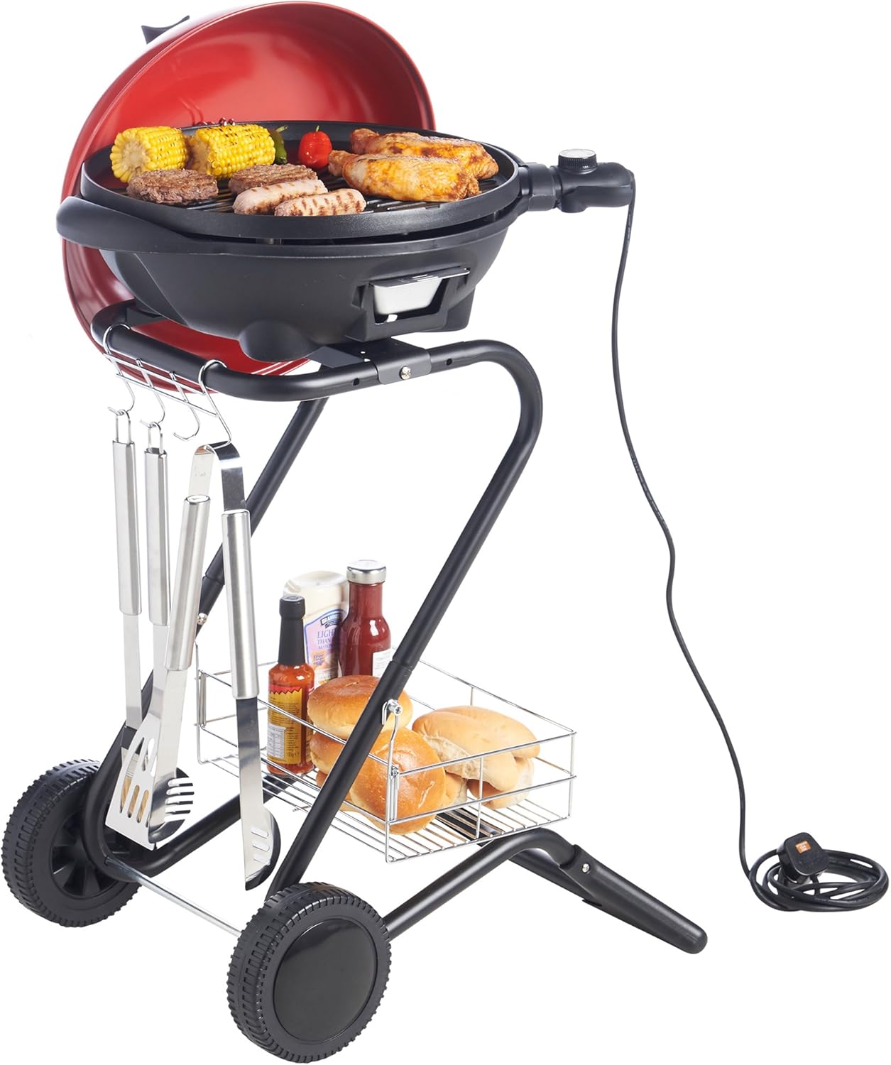 VonShef Electric Red Indoor Grill Indoor and Outdoor BBQ Barbecue Grill