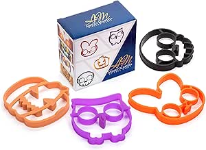 Ashley Martha Reusable Silicone Egg, Omelette and Pancake Molds, Bunny, Owl, Skull and Pumpkin