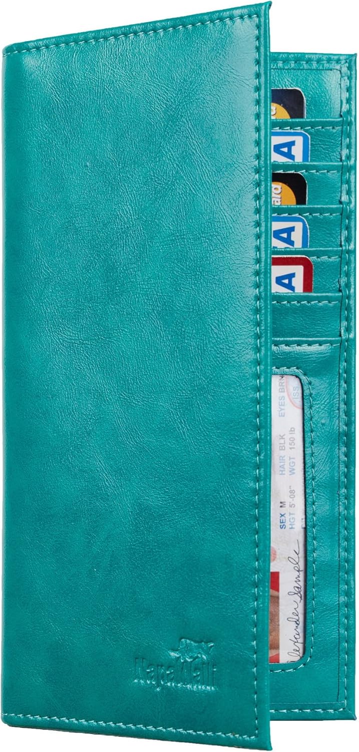 Toughergun Vegan Leather Checkbook Cover For Men & Women Card Holder Wallet RFID Blocking (vintage green): Shoes