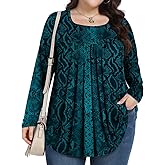 PEVRL Womens Plus Size Tops Long Sleeve Shirts 2025 Fall Tunic Blouses 1X-5X