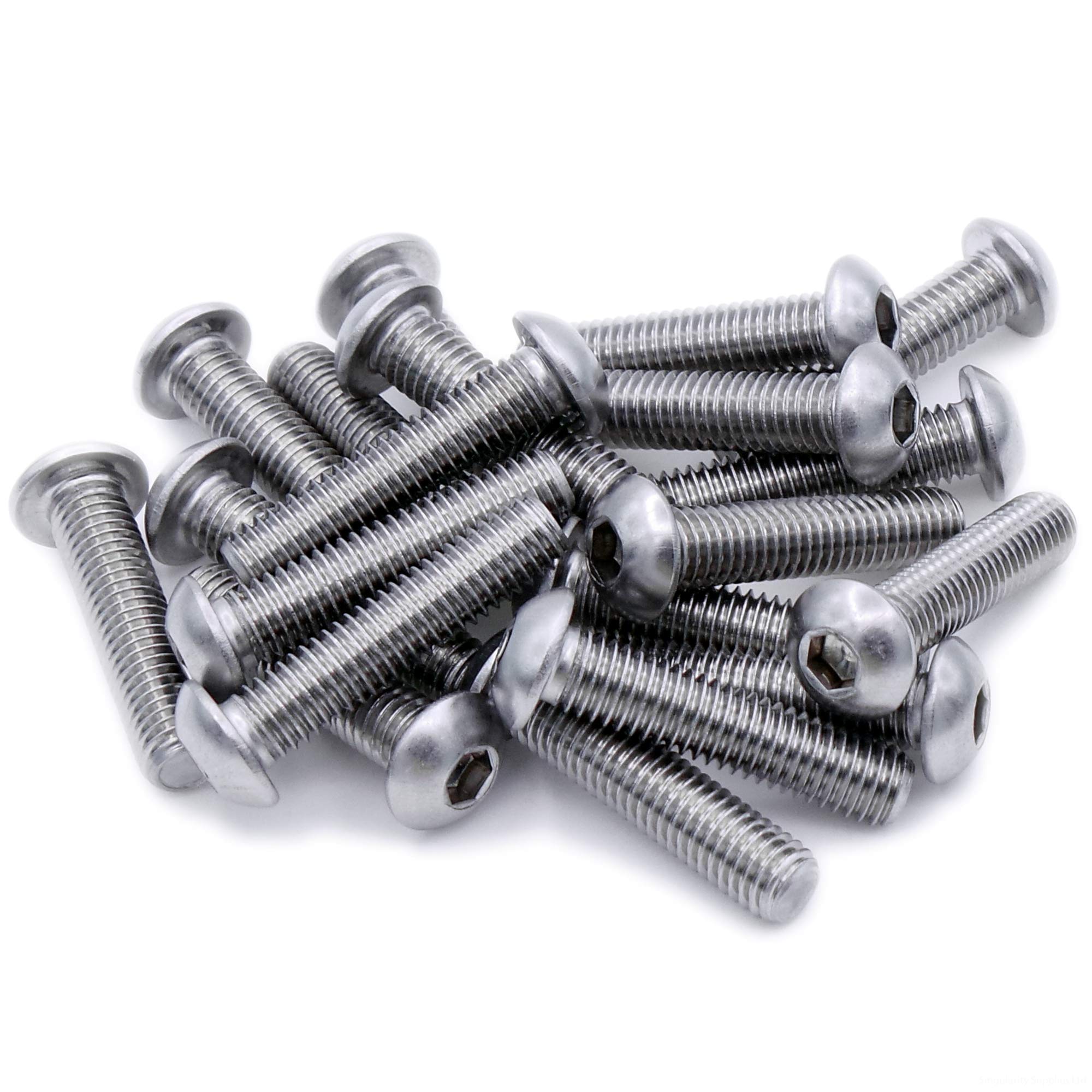 M5 (5mm x 35mm) Hex Socket Button Machine Screw (Bolt) - Stainless Steel (A2) (Pack of 20)