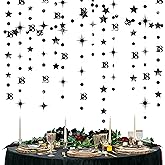 Black 18th Birthday Decorations Number 18 Circle Dot Twinkle Star Garland Metallic Streamer Banner Backdrop for Girls Boys Happy 18th Birthday Time to Adult Cheers to 18 Years Old Anniversary Party