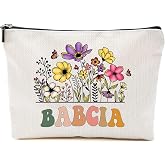 Babcia Wildflowers Gifts For Mother's Day Makeup Bags - Babcia Flower Gift Bags - Mom Birthday Gifts - Travel Cosmetic Bag For Birthday