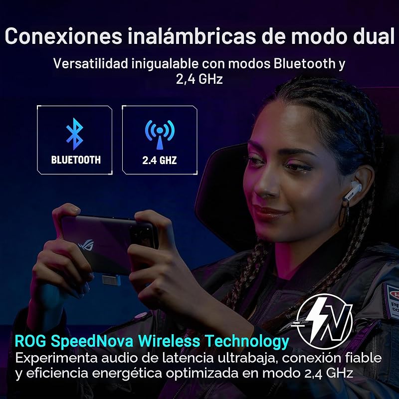 ROG Cetra True Wireless SpeedNova - Auriculares Gaming - Blanco