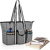 CURMIO Teacher Bags and Totes for Women, Large Work Utility Bag with Laptop Sleeve for Office, Gray (Bag Only, Patented Design)