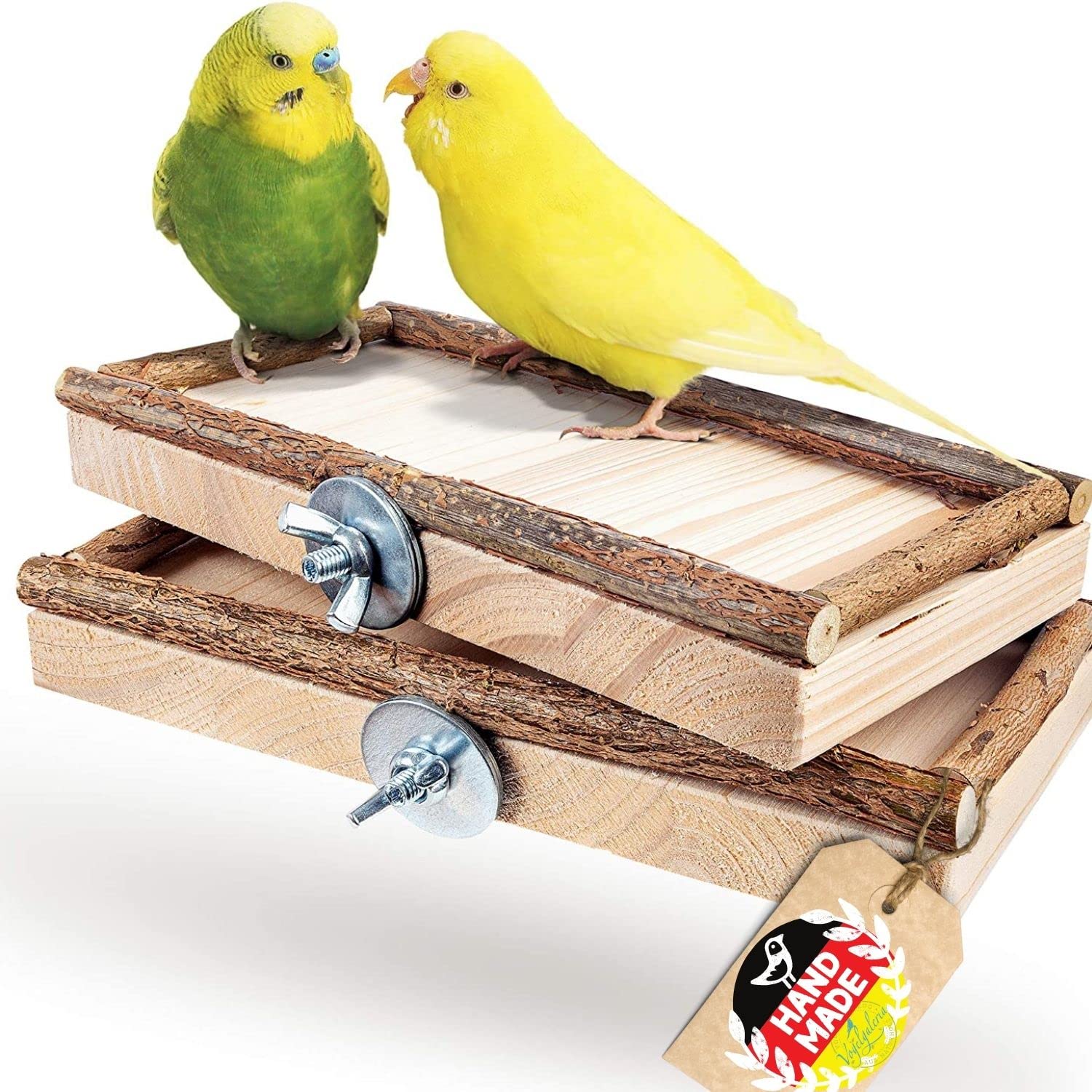 Bird Gallery Set of 2 Seating Boards 10 x 20 cm with Natural Wood Border for Birds such as Budgie Cockatiel Etc Ideal Cage Accessories Bird Seating Board Mounting Material