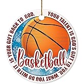 Sportyzen Basketball Christmas Ornament 2025 – Ceramic Round 2.9 Inch Keepsake with Faith Quote – Inspirational Sports Gift for Basketball Players, Coaches, Athletes & Fans