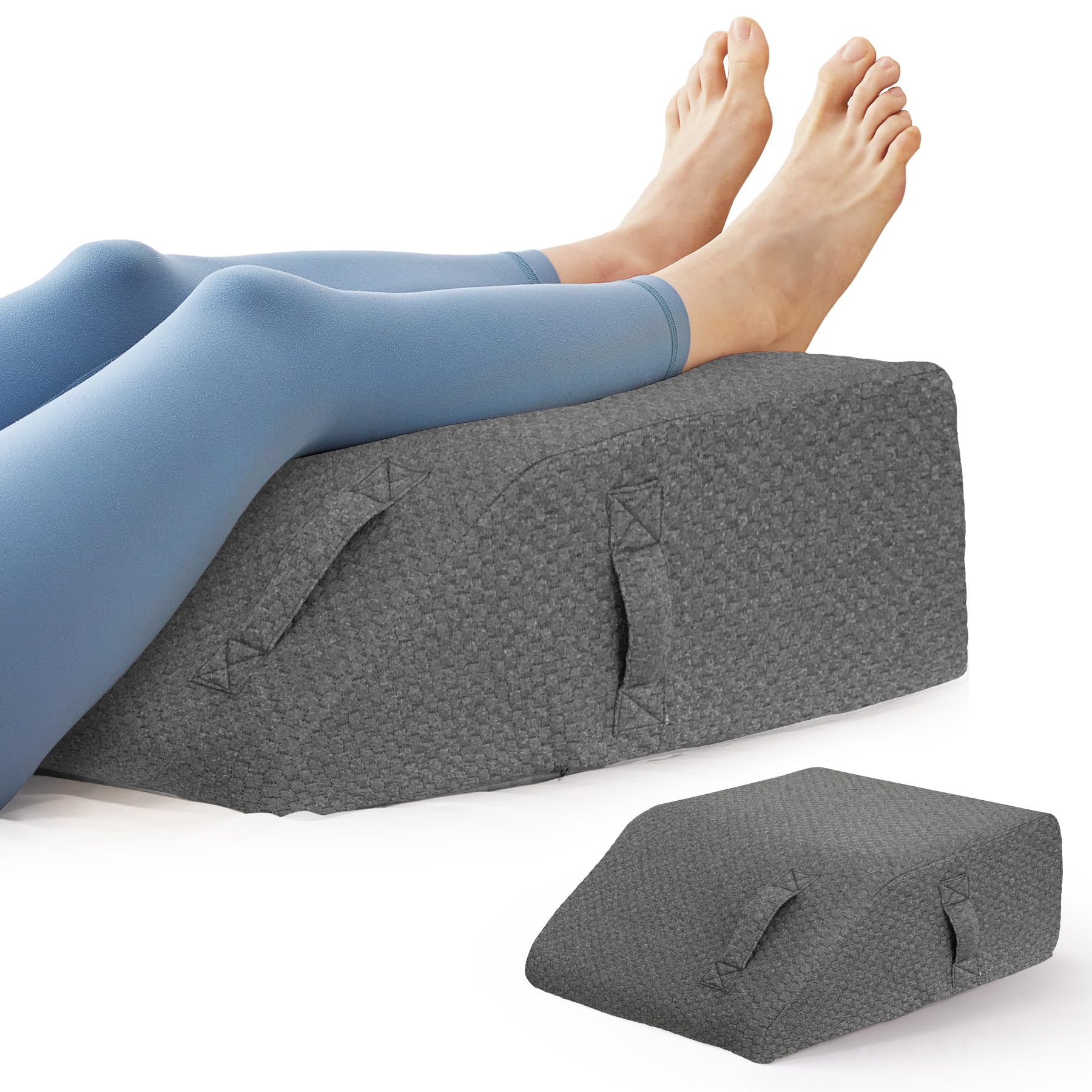 Photo 1 of BIEEZZK Leg Elevating Pillow, Leg Elevation Pillows for After Surgery, Swelling, Leg Pillow Elevation Blood Circulation, Leg Pillow for Pain Relief, Knee Pillow for Rest, 23.6×16.8×8 Inch Dark Grey