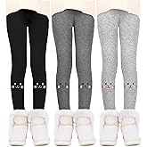 Resinta 3 Pack Girls Winter Fleece Lined Leggings Thick Warm Leggings Footless Velvet Pants Tights for Girls