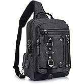 Schkleier Messenger Bag for Men Canvas Sling Bag Crossbody Backpack Laptop Shoulder Bag Hiking Daypacks Casual Tactical